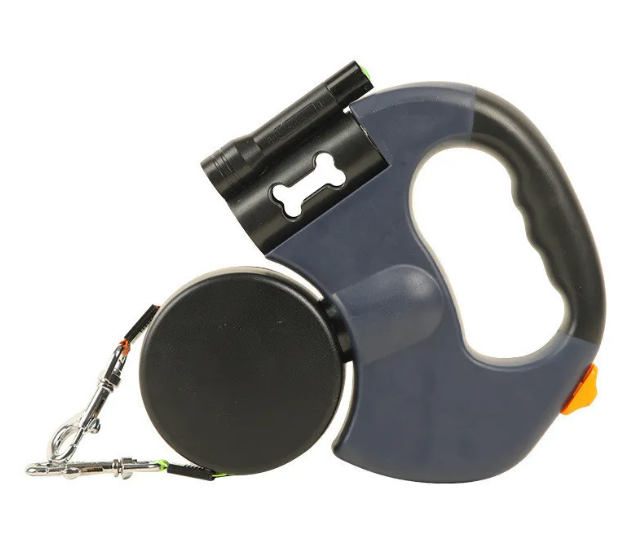 Walkdouble Pro - guinzaglio retrattile per 2 cani con torcia e dispenser